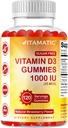 Vitamine sans sucre Vitamine D3-120 Gommies à base de pectines - Grand goût - Bons santé, humeur et fonction du système immunitaire - Non-OGM - 120 portions (1000 UI)