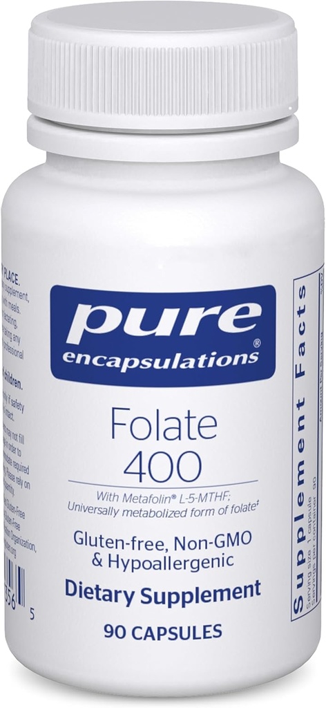 Pure Encapsulations Folate 400 | Metafolin L-5-MTHF Supplement to Support Cardiovascular, Cellular, and Neural Health* | 90 Capsules