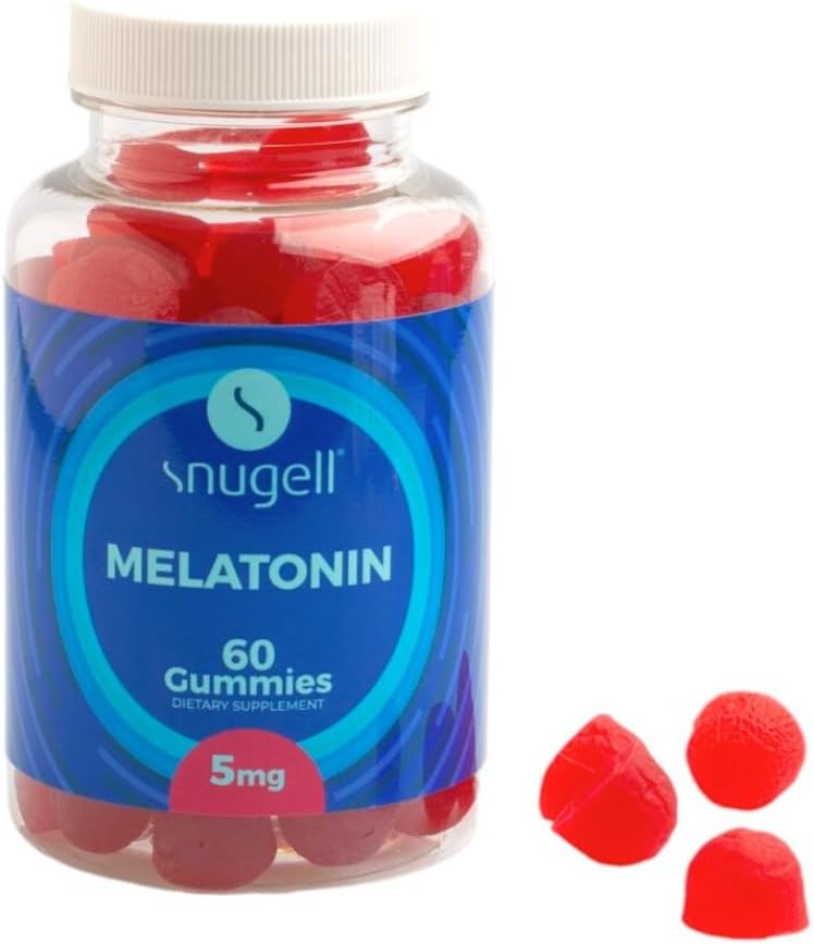 Snugell Melatonin Gommies 5 mg – Supplément diététique 60-Count – Arôme de mélange de baies pour le repos naturel – Vegan, non-Habit formant, non-OGM, à base de pectine, sans gluten – Fabriqué aux États-Unis (1)