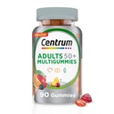 Centrum MultiGummies Multivitamine Gummy pour Adultes 50 Plus, Supplément multivitamine/multiminéral avec Calcium, Zinc et Vitamines B et D, Arôme de fruits assortis - 90 Compte