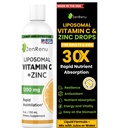 Zenrenu Liposomique Vitamine C et Zinc boisson liquide pour les adultes et les enfants - Lécithine de tournesol non OGM - Max Antioxydant & Immmune Support, 5 oz / 150 ml