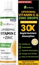 Zenrenu Liposomique Vitamine C et Zinc boisson liquide pour les adultes et les enfants - Lécithine de tournesol non OGM - Max Antioxydant & Immmune Support, 5 oz / 150 ml