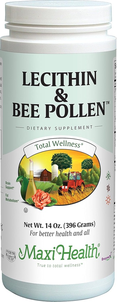 Maxi Health Lecithin & Bee Pollen - Soutien au cerveau, à l'énergie et à la digestion - Poudre de 14 oz - Kosher