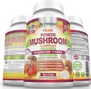 Supplément pour champignons - Lions Mane, Cordyceps, Reishi, Turkey Tail et Shitake - Immune et soutien du cerveau - Supplément pour champignons Peak Power - 90 Capsules Vegan