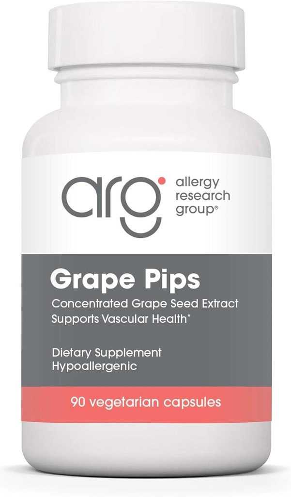 Groupe de recherche sur l'allergie Pinces de raisins - Extrait de graines de raisins, Proanthocyanidines, Polyphénols, supplément à base de plantes, biologique, capsules de 300 mg - 90 Compte