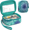 Organisateurs de pilules FINPAC, 8 compartiments Cas de pilules de voyage pour les soins médicaux hebdomadaires de 7 jours, distributeur et supports de vitamines compacts et mignons