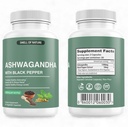 Nature’s Smell Organic Ashwagandha Supplements with Black Pepper Extract - 1300mg Pure Ashwagandha Extract - Energy Support - Non-GMO, Gluten-Free, Vegan - 60 Capsules
