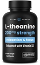 NutraChamps L-Theanine 200mg Capsules -L-Theanine L-Liquid avec Vitamine D3, Huile de noix de coco biologique -Supprime l'humeur, Focus, Stress Relief, pour les enfants et les adultes - 120 Capsules Vegan