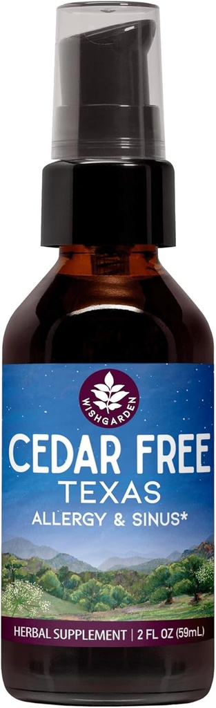 WishJarden Herbes sans cèdre Texas Allergie & Sinus - Plant-Based Herbal Allergie Relief for Adults, aide à soulager les symptômes de fièvre cèdre, zone 5 Formule d'allergie, Texas Cedar Fever Allergie Relief gouttes, 2oz