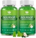 Gommies de Sourop Graviola avec extrait de mousse de mer - Antioxydant, support cellulaire et régénération, support immunitaire, Gommy Sourop avec mousse de mer, vitamine C et zinc, saveur de pomme - 60 Gommies(2 pack)