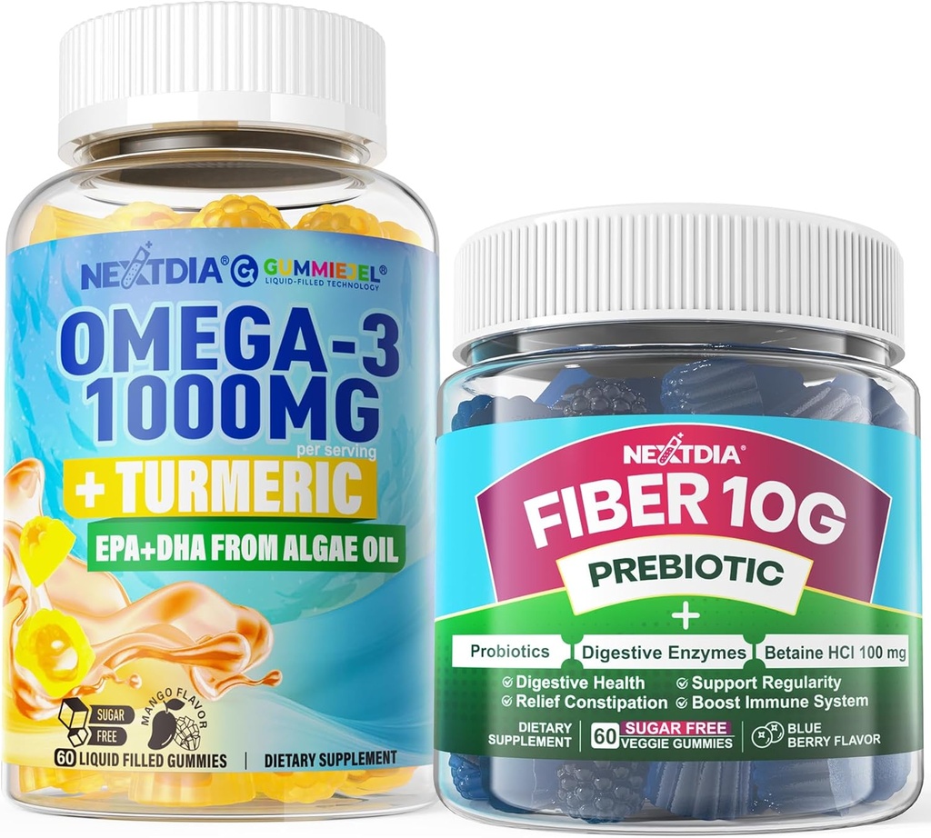 Oméga-3 de végétalien 1000mg + Gummies en fibre de verre