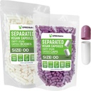 XPRS Nutra Vegan Taille 00 Capsules séparées - 1000 Compte Capsules vides Premium Séparées dans des sacs - 00 Pills vides pour le remplissage de supplément de bricolage (Lavande/Blanc)