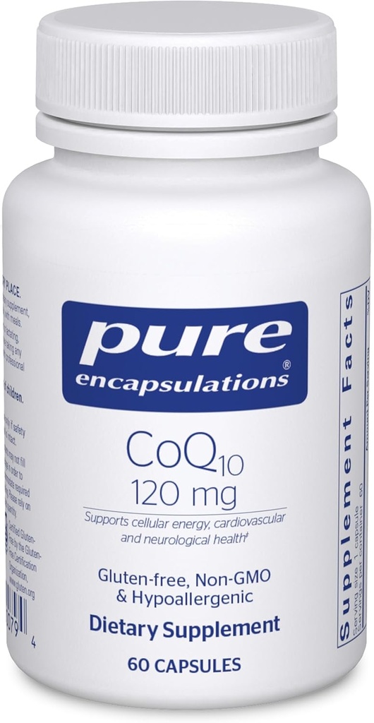 CoQ10 120 mg - Supplément Coenzyme Q10 pour la santé cardiaque, l'énergie, les antioxydants, le cerveau et la mémoire Santé - Santé cellulaire, cognition et soutien cardiovasculaire* - 60 capsules