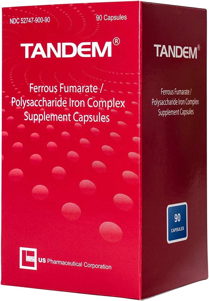 Tandem- 106 mg de fer élémentaire- Facile à avaler-haute tolérance - Inodore et sans goût
