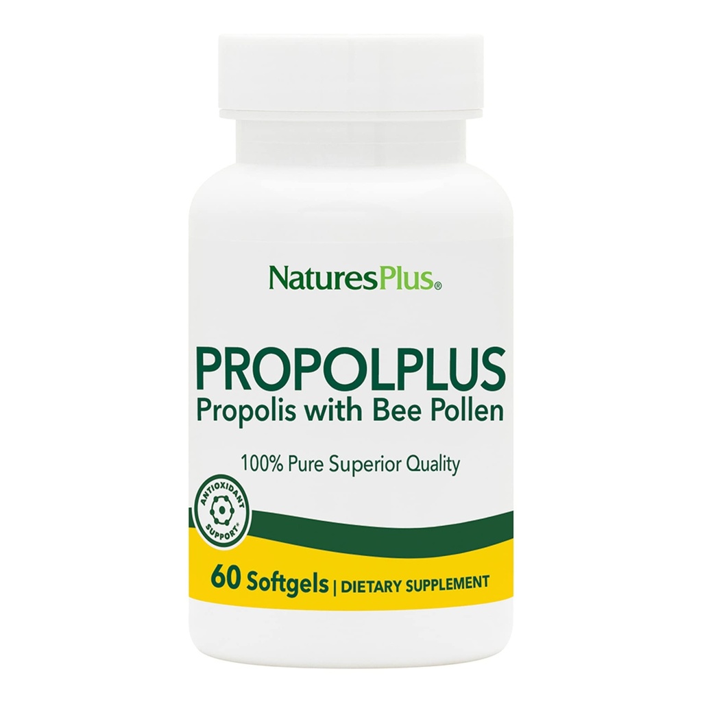 NaturesPlus Propolplus - 180 mg, 60 Softgels - Supplément de propolis d'abeille de qualité avec le pollen d'abeille - 60 portions