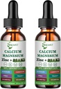 Calcium Magnésium Zinc gouttes liquides, Glycinat de magnésium liquide 500mg Calcium 1000mg avec vitamine D3,K2,B6,B12,Coq10,6X Capsules plus fortes que les gommes (2 Pack)