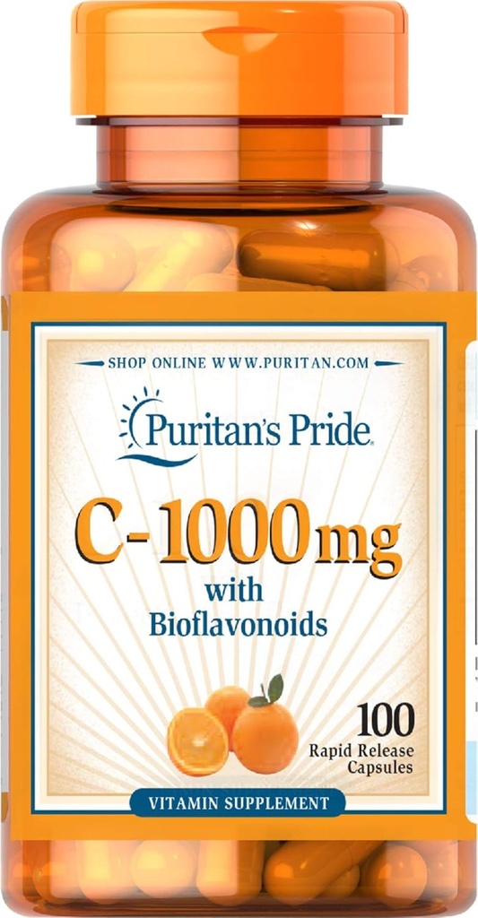 Puritan's Pride Vitamine C avec des bioflavonoïdes pour le système immunitaire Soutien et la santé de la peau Capsules.