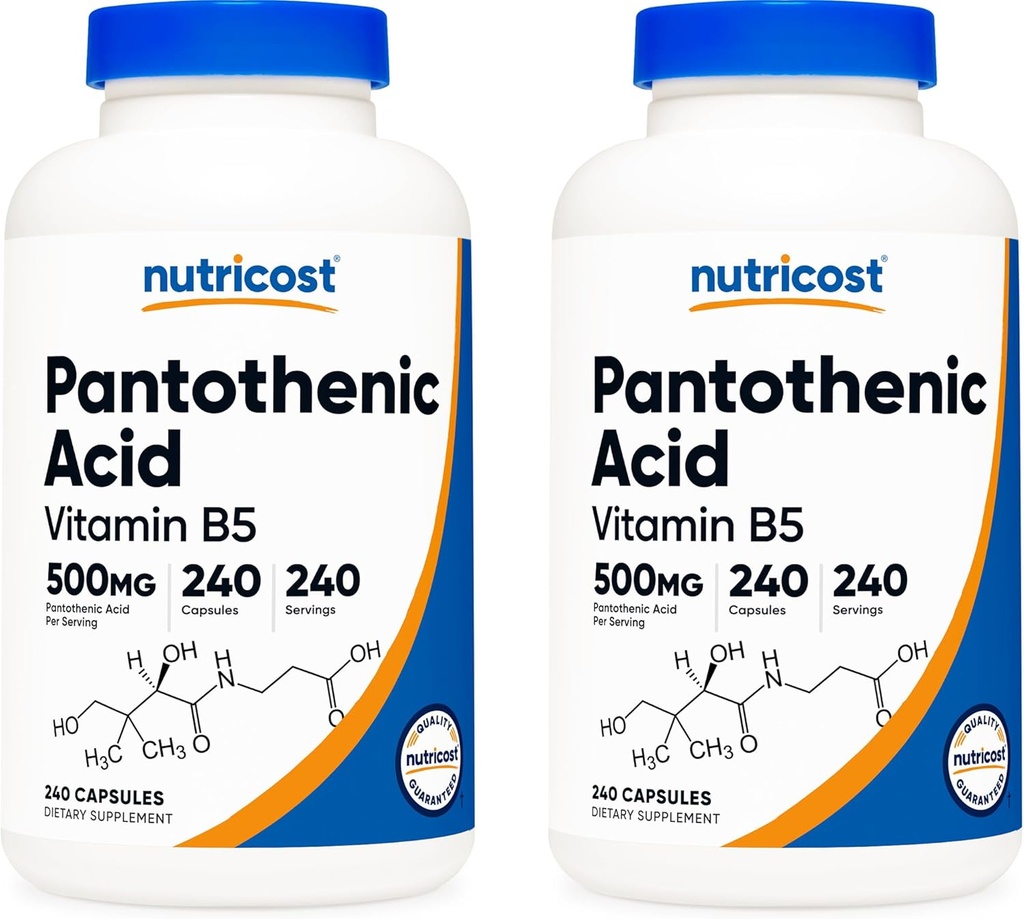 Nutricost Pantothenic Acid (Vitamin B5) 500mg, 240 Capsules (2 Bottles)