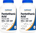 Acide pantothénique Nutricost (vitamine B5) 500mg, 240 Capsules (2 bouteilles)
