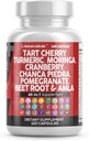 Nettoyer les nutraceutiques Tart Capsules d'extrait de cerise avec le curcuma Moringa Chanca Piedra Celery Quercetin vinaigre de cidre Sélénométhionine de grenade L - Niveaux uriques - 120 Ct