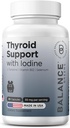 Supplément de soutien à la thyroïde Balancebreens avec Iodine, L-Tyrosine, Vitamine B12 et Sélénium, 30 Capsules de Vég. - Soutien énergie, métabolisme et focus