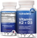 Vitamin D3 K2 Capsules for Men and Women - K2 D3 Vitamin Supplement for Healthy Heart and Bone Support, Immune System & Blood Circulation Assistance, Formulated in USA, 60 Veggie Capsules