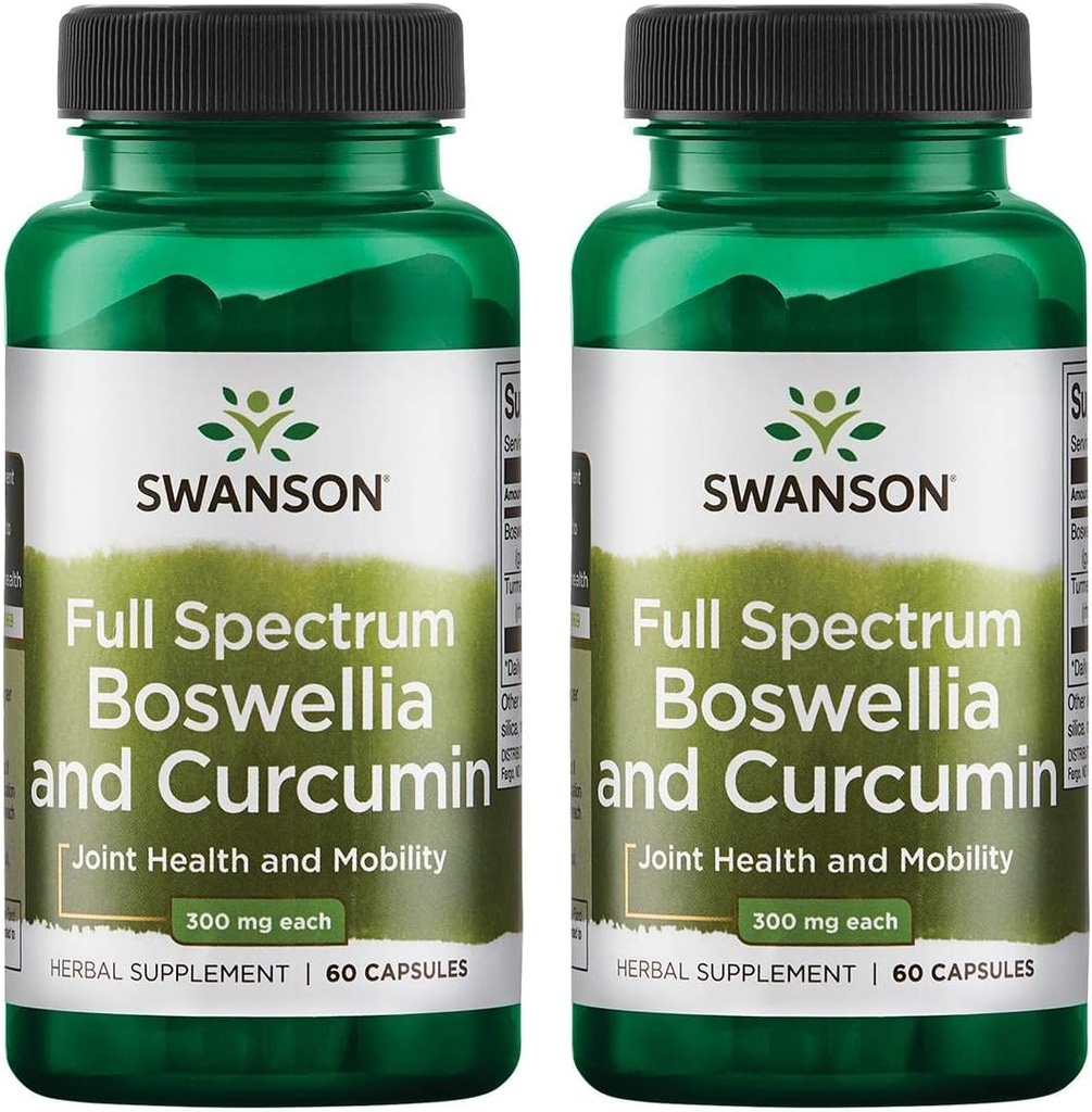 Swanson Full Spectrum Boswellia & Curcumin Formule de bien-être naturel - (60 Capsules) (2 Pack)