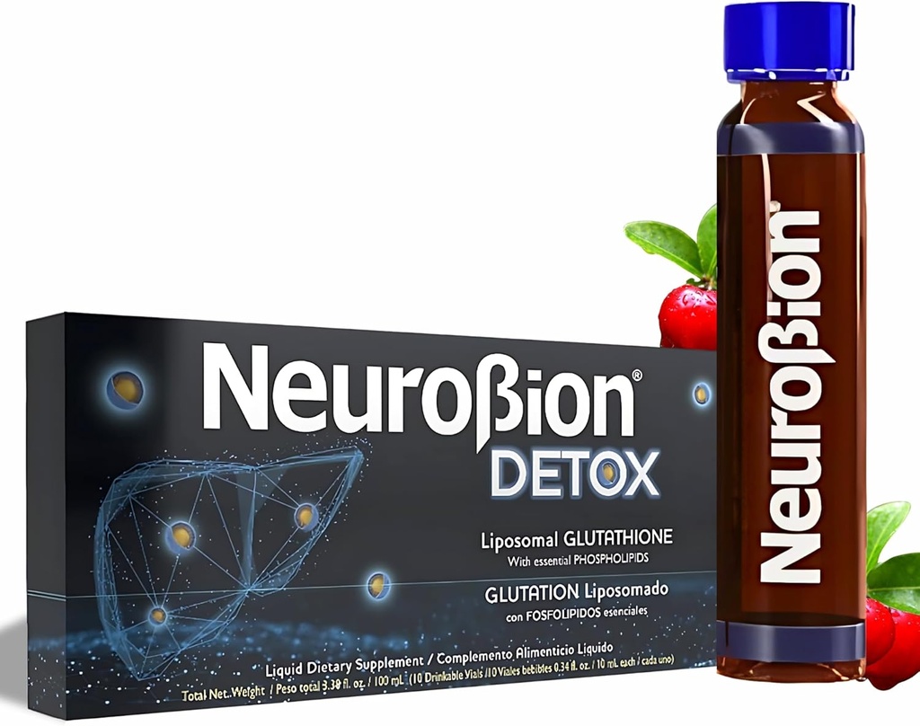 Neurobion Detox Liposomique Glutathion liquide essentiel Phospholipides Glutation Liposomado Liquido Glutathion Supplément liposomique Antioxydants Système immunitaire 10 Viales