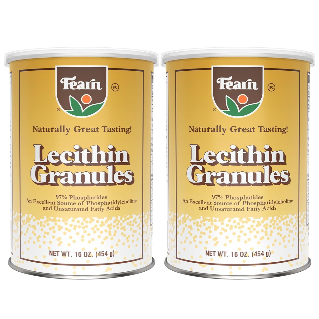 Fearn Natural Foods Granules de lécithine de soja – émulsifiant de gras avec des nutriments essentiels pour la santé, améliore la texture des gâteaux, pains et bricolages, 16 Oz (paquet de 2)