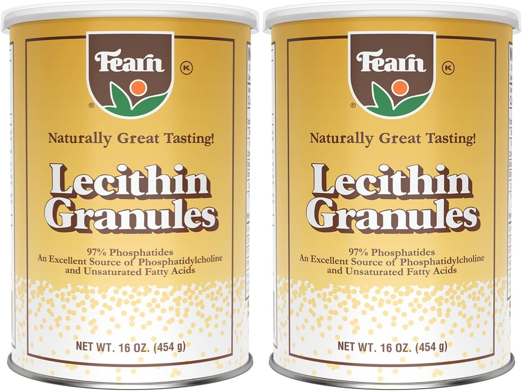 Fearn Natural Foods Granules de lécithine de soja – émulsifiant de gras avec des nutriments essentiels pour la santé, améliore la texture des gâteaux, pains et bricolages, 16 Oz (paquet de 2)