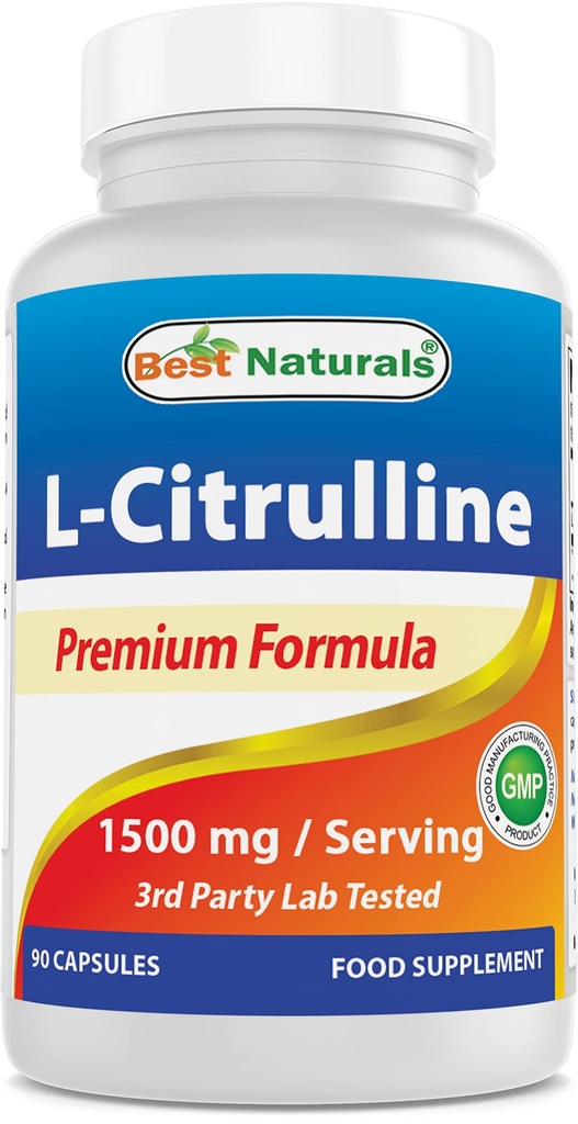 Best Naturals Capsules L-Citrulline - 1500mg/Serveur - Non-OGM - Sans gluten - 90 Capsules (90 Nombre (paquet de 1))