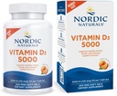 Nordic Naturals Vitamine D3 5000, Orange - 200 Mini Gels Soft - Soutien pour les os sains, l'humeur et le système immunitaire - Végétarien - Non-OGM - 200 portions