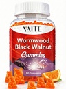 Gummies de wormwood en noyer noir - Supplément à base de plantes avec Artemisia Annua Herb & Juglans nigra Hull pour le bien-être digestif et le nettoyage du corps naturel, Suppléments sans OGM et sans gluten - 60 Gummy Chewables