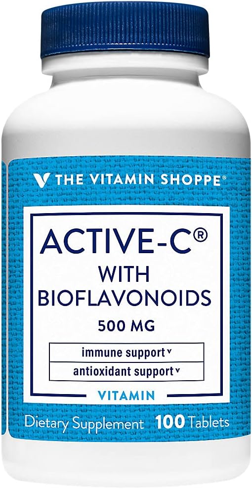 La vitamine Shoppe Active-C avec des bioflavonoïdes, soutient l'immunité, la santé vasculaire, l'antioxydant, 500 MG (100 comprimés)