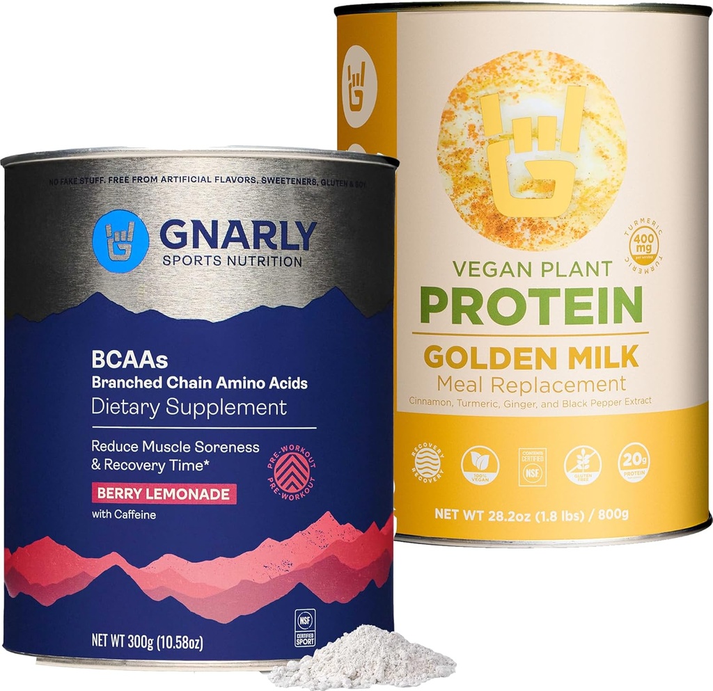 Gnarly Nutrition Golden Milk Vegan Protein Powder BCAAs Berry Lemonade (10.58oz)