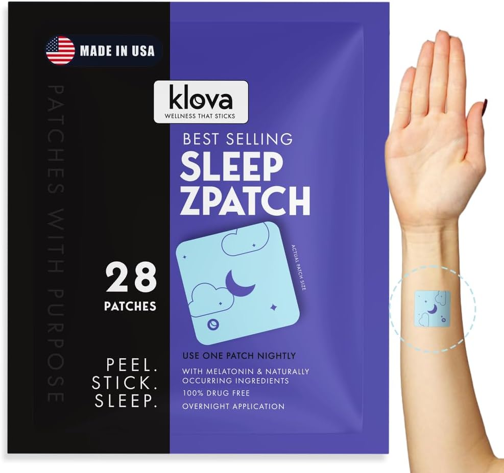 Klova ZSleep Patches pour adultes , aide naturelle au sommeil avec Melatonin, Ashwagandha, Valerian, GABA & L-Theanine , l'automne Asleep Faster , rester le sommeil plus long et se réveiller rafraîchi , 28 sleep Patches