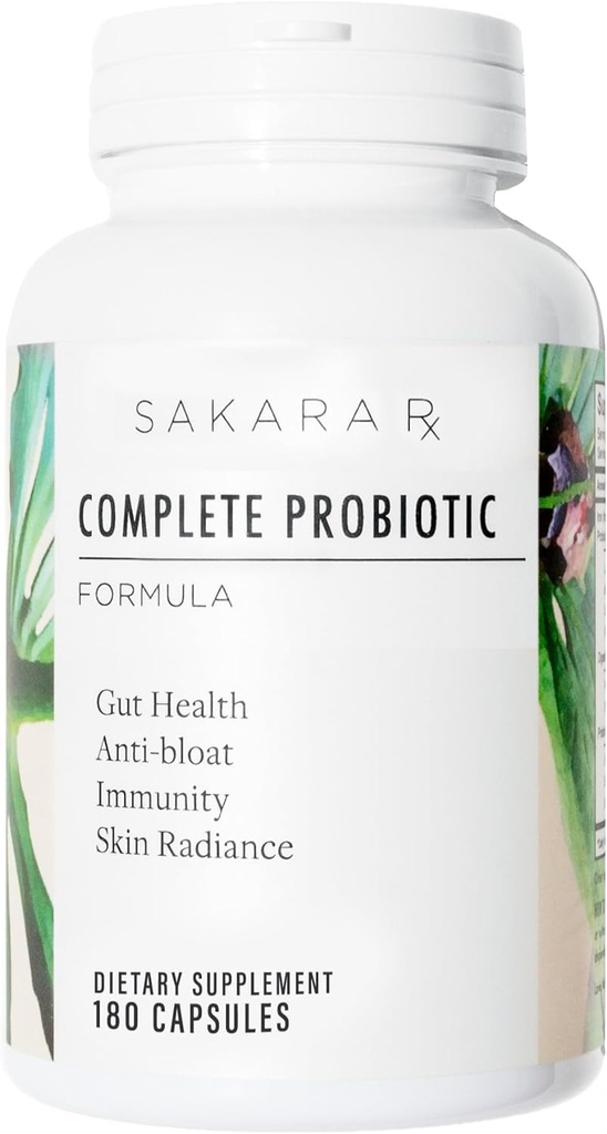 Sakara Probiotique complet - Prébiotiques et probiotiques pour les femmes suppléments de santé digestive, soutient Bloating, système immunitaire et radiance cutanée, santé Gut pour les femmes avec 3 milliards CFU - 180 capsules