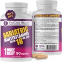 ProCare Health Multivitamine bariatrique avec fer 18mg (fourniture de 03 mois) - Vitamines bariatriques post-opératoires pour les patients de chirurgie bariatrique de contournement gastrique, aide à la récupération (90 Capsules faciles à avaler)