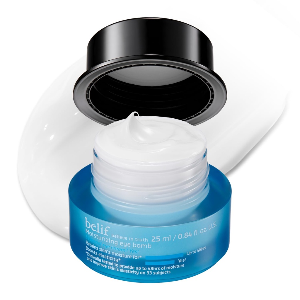 belif Peptide Eye Bomb, Crème Oeil Anti-Age pour les rides, Fine Lines, Sacs aux pieds et aux yeux Crow, Hydratation 48h avec Ceramide, Squalane, Caféine, Soins de peau coréens testés par dermatologue, 0,84 fl.oz