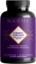 NAOMI Curcumine curcuma curcuma haute puissance 1 200 mg, 95 % Curcuminoïdes et extrait de poivre noir BioPerine pour stimuler l'absorption jusqu'à 2000 %, articulation extra-résistante, muscle, soutien du cerveau, 60 capsules, 30 jours d'approvisionnement