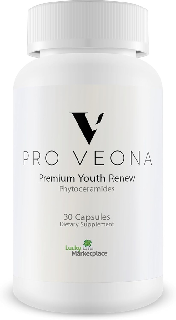 Phytocéramides Pro Veona - Supplément de Phytocéramides Premium avec Vitamines Essentielles - Soutenir la recherche plus jeune peau saine - Aider à réduire la peau sèche et améliorer l'hydratation - Promouvoir la production de collagène