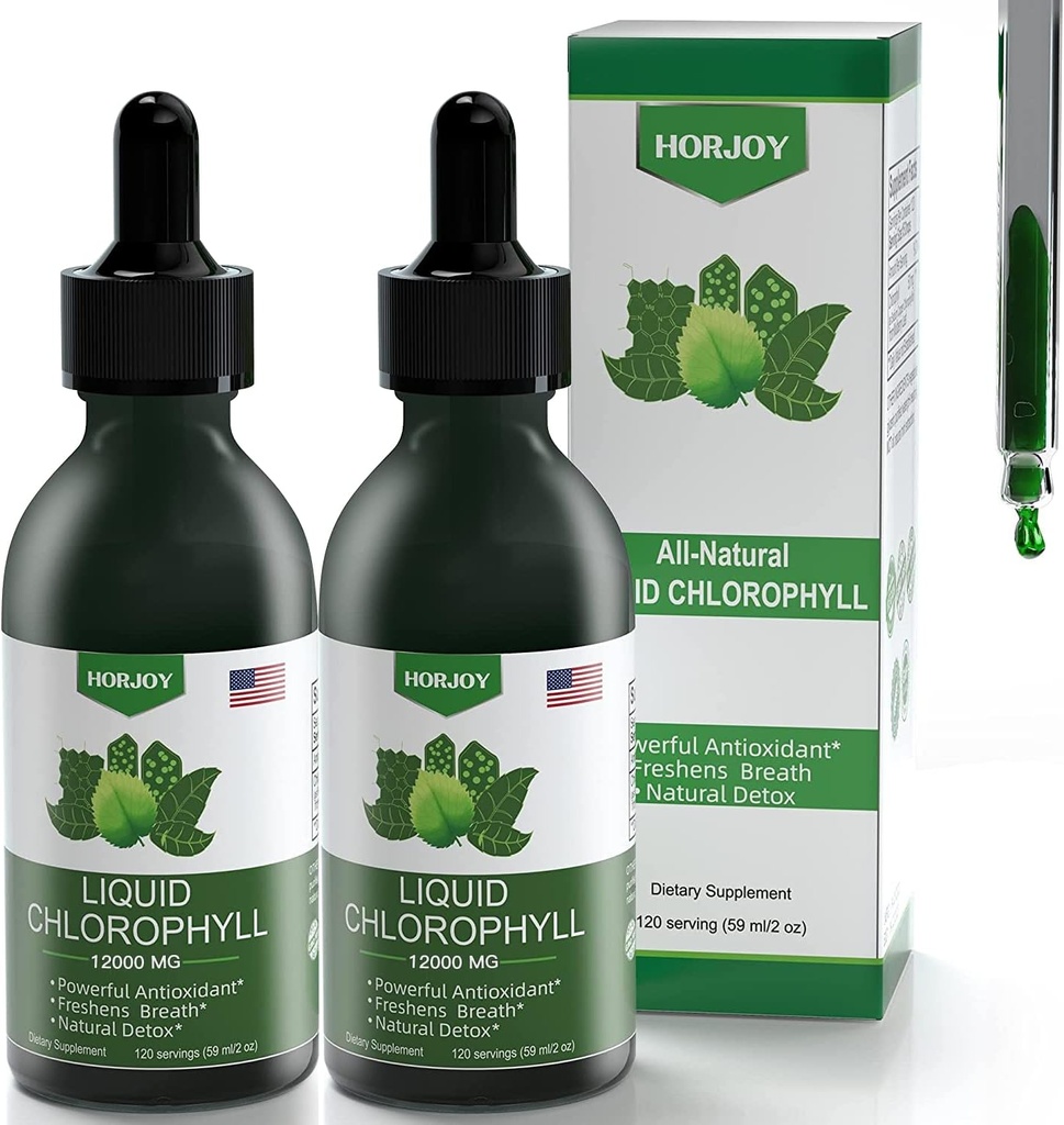 Chlorophylle gouttes liquides - 100% énergie naturelle Booster et soutien immunitaire - Déodorant interne et detox - Altitude de soulagement de la maladie - Absorption rapide, végétalien et non-OGM - 120 portions (paquet de 2)
