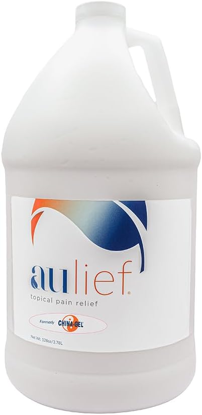 Chine-Gel Aulief Crème de soulagement de la douleur Arthrite & Rubule musculaire pour les muscles douloureux et la douleur articulaire, le cou, le genou et les maux de dos, gel topique blanc sans colorant, bouteille de 128 oz