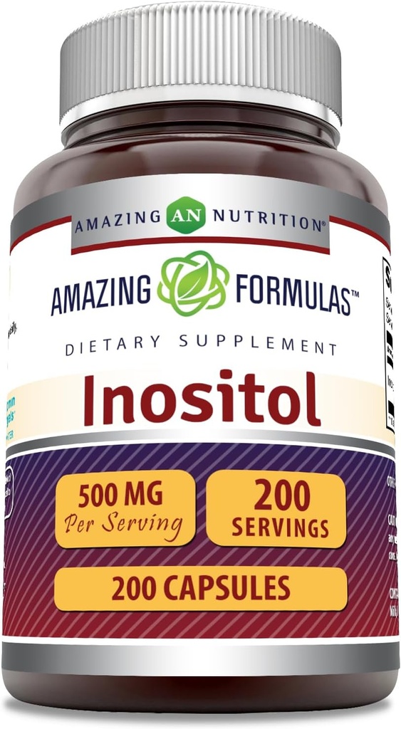 Amazing Formulas Inositol 500 mg 200 Capsules Supplement | Vitamin B8 | Non-GMO | Gluten Free | Made in USA