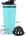 Ice Shaker Insulated Stainless Steel Shaker Bottle | 26oz, Mint | Cold for 30+ Hours | Insulated Cup with Twist-on Agitator | Odor-Free Bottle for Protein Shakes, Water, Smoothies, Cocktails