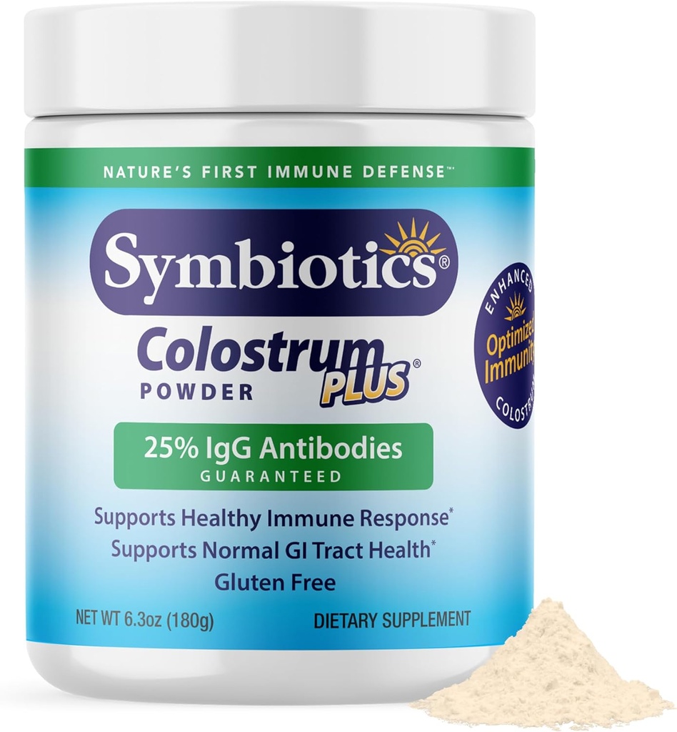 Supplément en poudre de colostrum plus symbiotiques pour le soutien immunitaire, 6,3 onces (180 g)