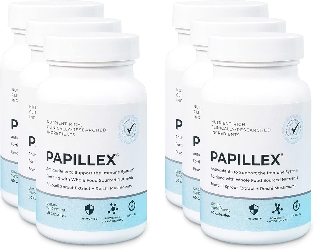 Comprimés de complément alimentaire par Papillex - All Natural Immune Support - Immunity Defense - Best Immune System Booster - Bio 60 Capsules Bouteille (6 Pack)