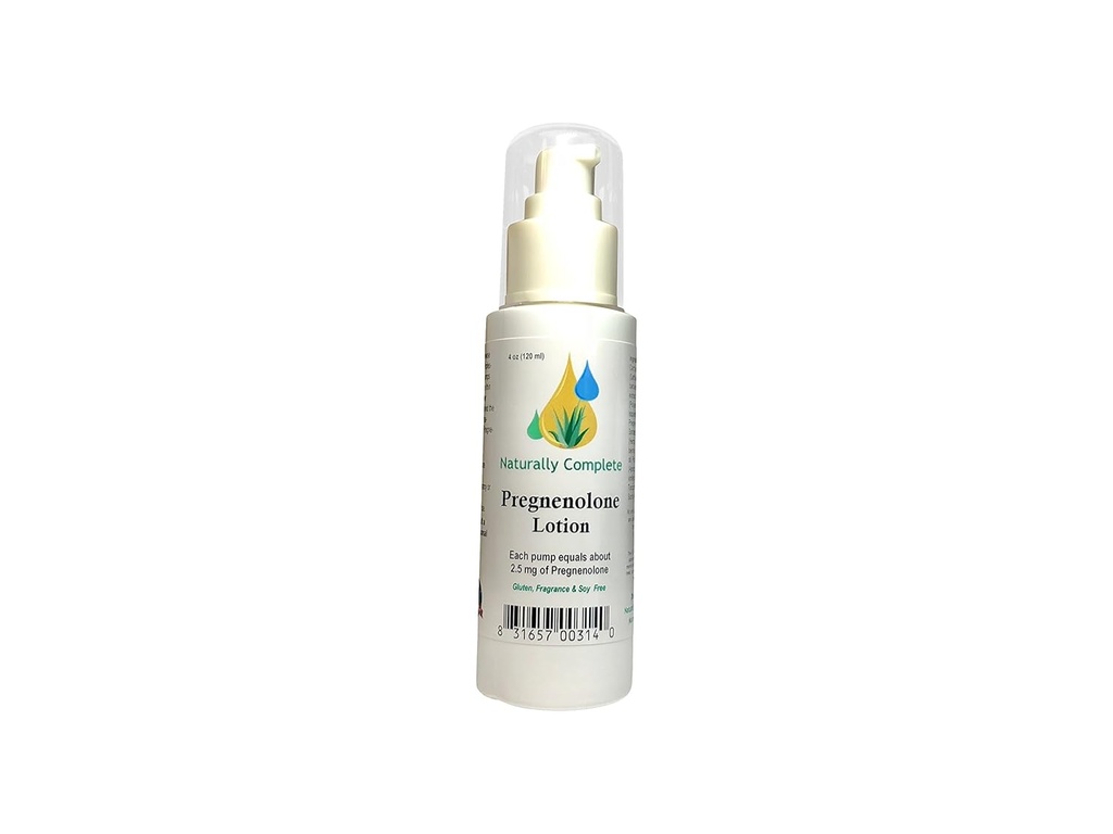 Pregnenolone Lotion 4 oz. Bouteille Non-OGM, utile pour ralentir le processus de vieillissement. Sans parfum et sans soja - Fabriqué aux États-Unis