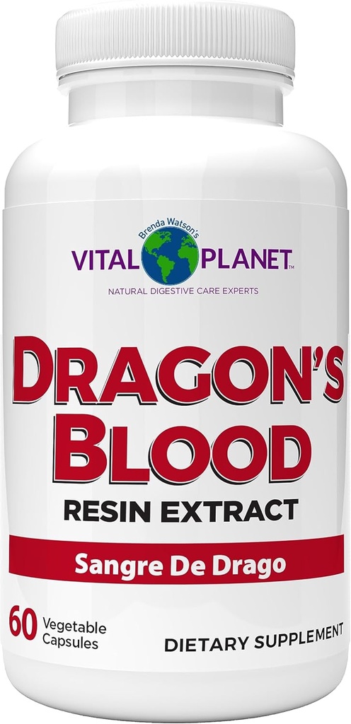 Vital Planet - Dragon's Blood Resin Extract Croton Lechleri Sangre de Drago (Sangre de Grado) Digestive Health Supplement Sustainably Sourced from   Rainforest of Peru, 500mg 60 Capsules