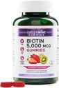Gommies de biotine NatureWise - Soutient les cheveux sains, la peau et les ongles forts - Vitamine B7 5000mcg - Beauté naturelle - Fraise-Kiwi Flavor - Vegan, non-OGM, sans gluten - 60 comtes[30 jours]